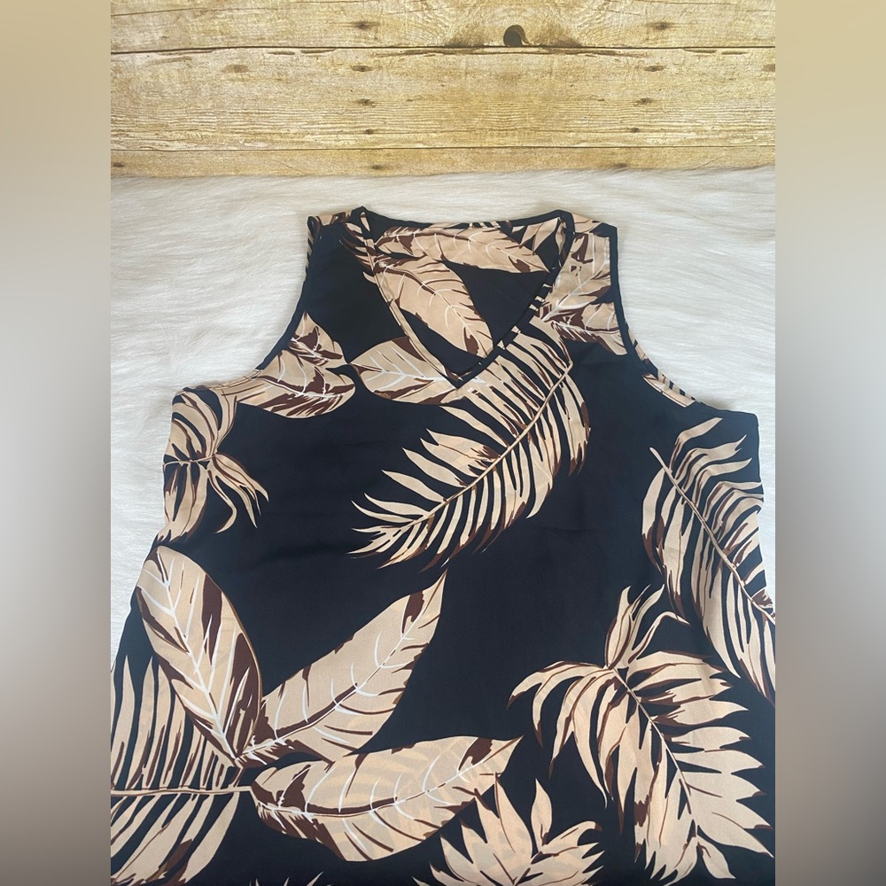 Emery Rose By SHEIN sz L Tropical Palm Leaf Print Belted Summer Dress NWT - Picture 11 of 11